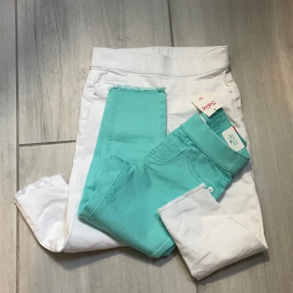 Two pairs of Justice colored jeggings